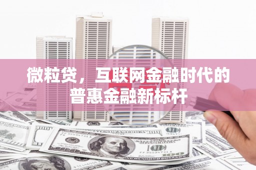 固镇微粒贷，互联网金融时代的普惠金融新标杆