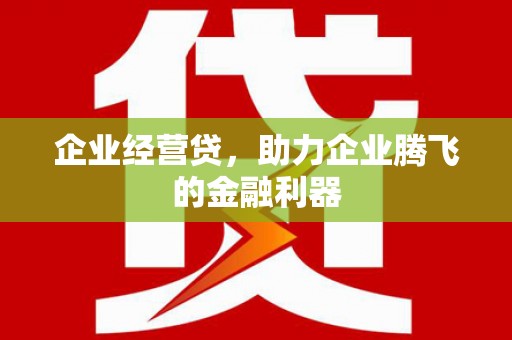 固镇企业经营贷，助力企业腾飞的金融利器