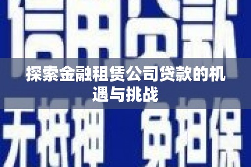 固镇探索金融租赁公司贷款的机遇与挑战