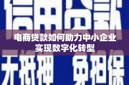 固镇电商贷款如何助力中小企业实现数字化转型