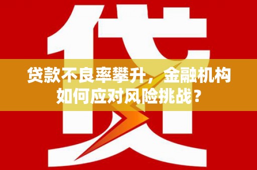 固镇贷款不良率攀升，金融机构如何应对风险挑战？