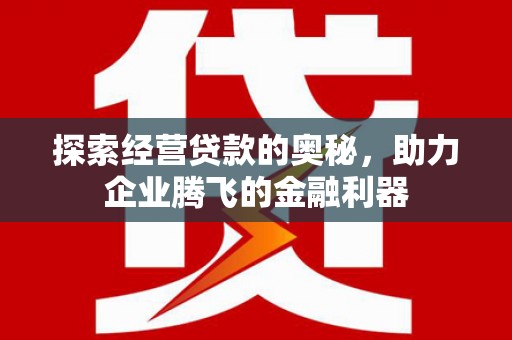 固镇探索经营贷款的奥秘，助力企业腾飞的金融利器