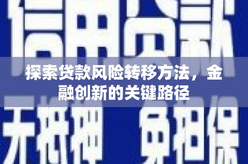 固镇探索贷款风险转移方法，金融创新的关键路径