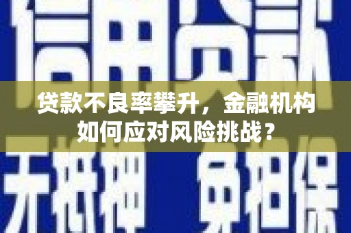 固镇贷款不良率攀升，金融机构如何应对风险挑战？