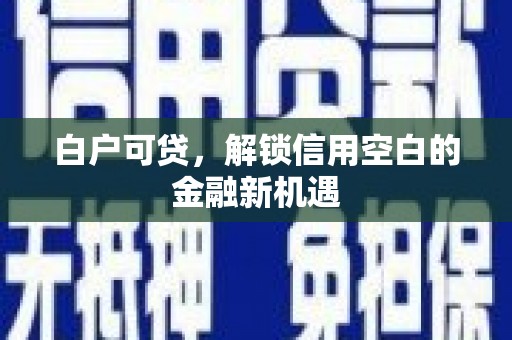 固镇白户可贷，解锁信用空白的金融新机遇