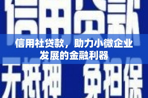 固镇信用社贷款，助力小微企业发展的金融利器