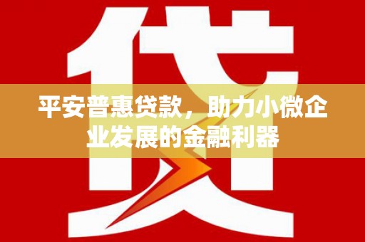固镇平安普惠贷款，助力小微企业发展的金融利器