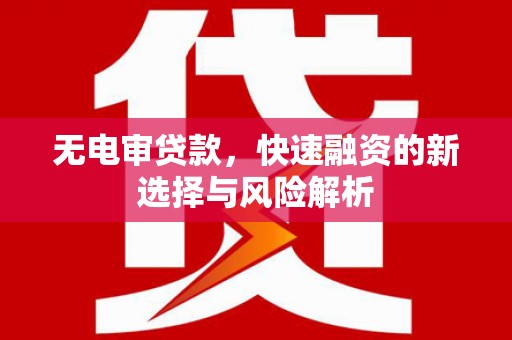 固镇无电审贷款，快速融资的新选择与风险解析
