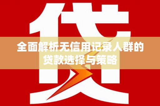 固镇全面解析无信用记录人群的贷款选择与策略